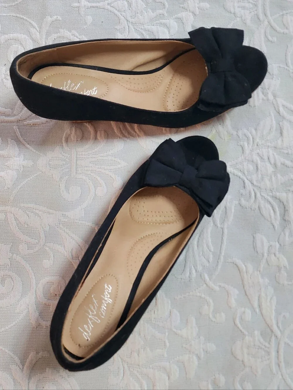 dexflex comfort Black Bow Open Toe Heels